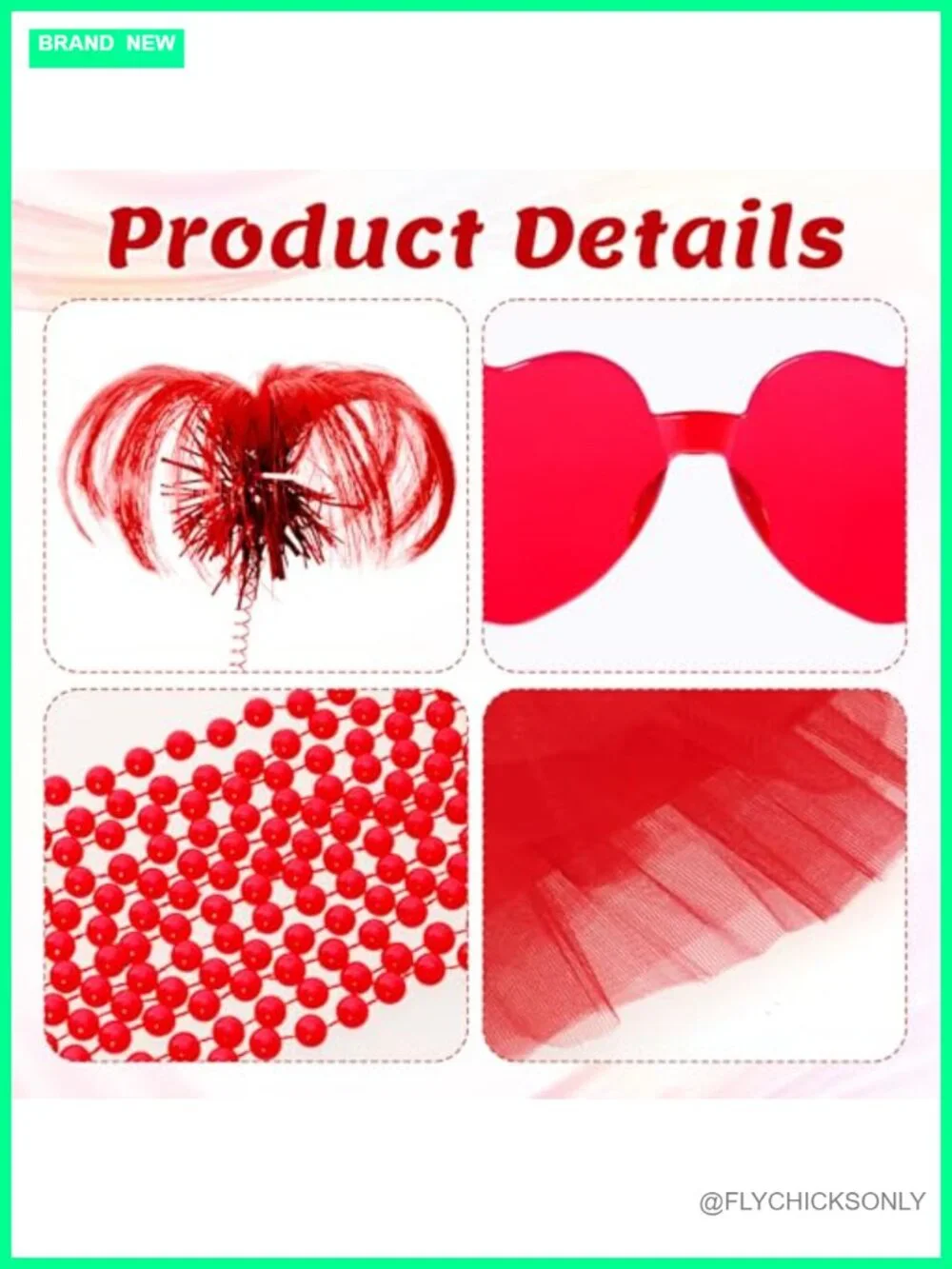 Women's Tutu Costume Accessory Set with Headband, Tulle Skirt, Sunglasses &